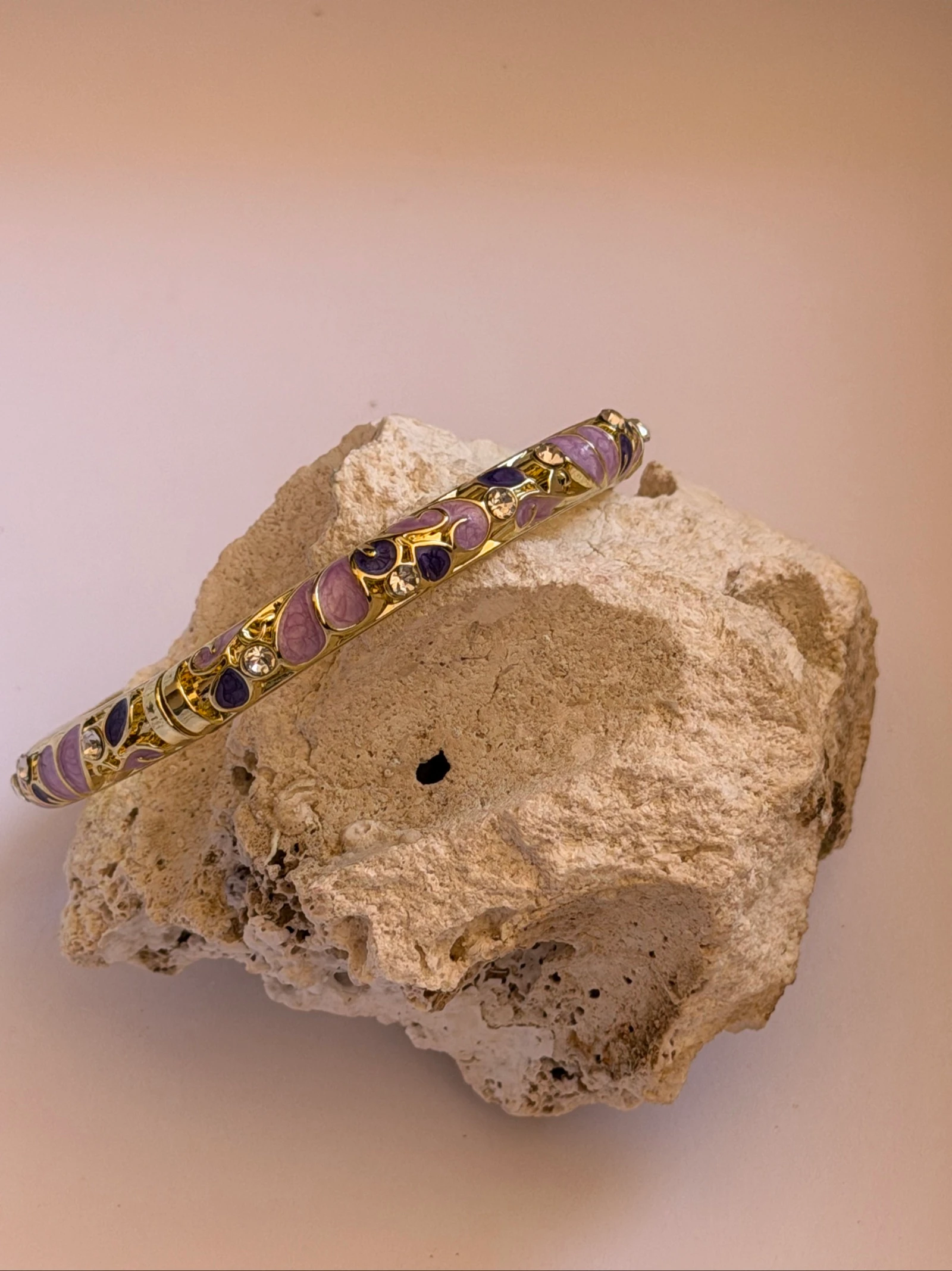 Bracelet jonc en acier inoxydable violet et doré